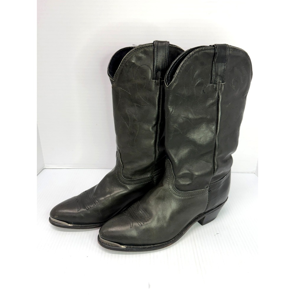 Durango Women's Black Leather Cowboy Boots Size 8.5 M VG
